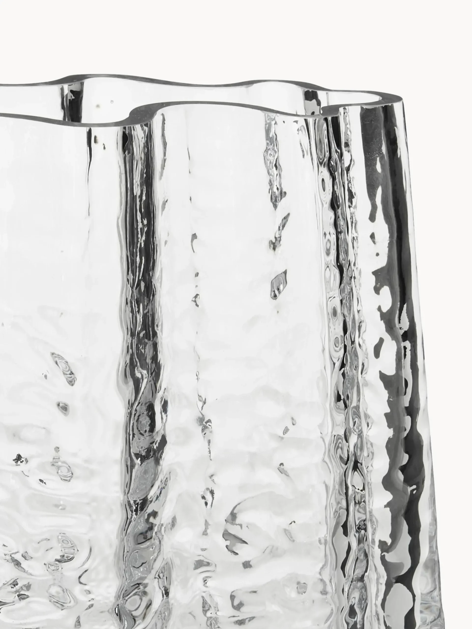 Vaso in vetro soffiato con superficie strutturata Gry, alt. 19 cm