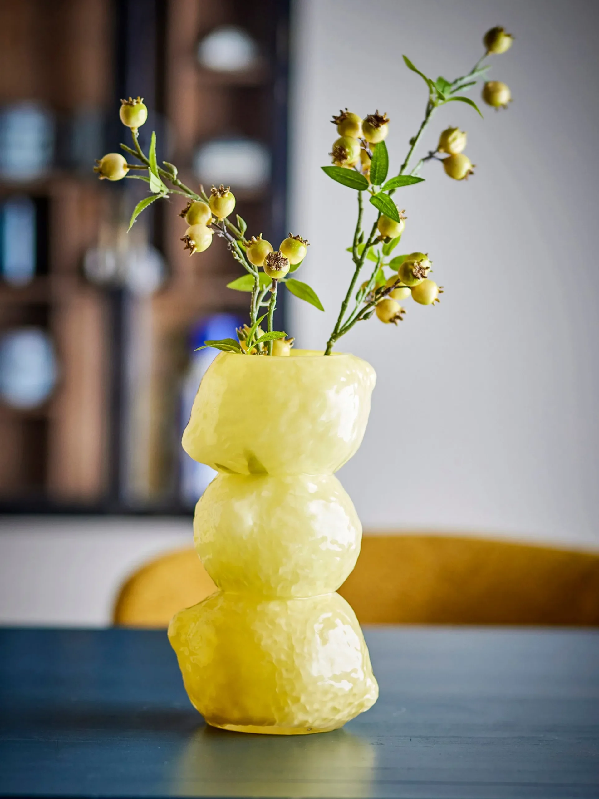 Vaso in vetro soffiato Limone, alt. 27 cm