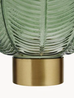 Vaso a sfera in vetro verde con base dorata Mickey, alt. 21 cm
