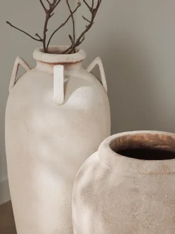 Vaso grande da terra con finitura sabbiata Leana, alt. 50 cm