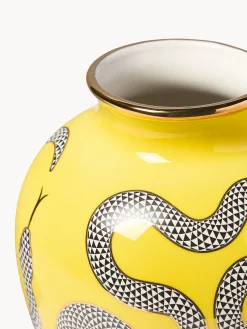 Vaso in porcellana con accenti dorati Eden, alt. 27 cm