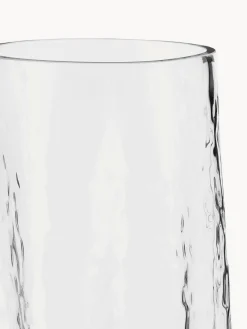 Vaso in vetro soffiato con superficie scanalata Gry, alt. 30 cm