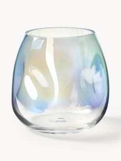 Vaso in vetro soffiato iridescente Rainbow, alt. 17 cm