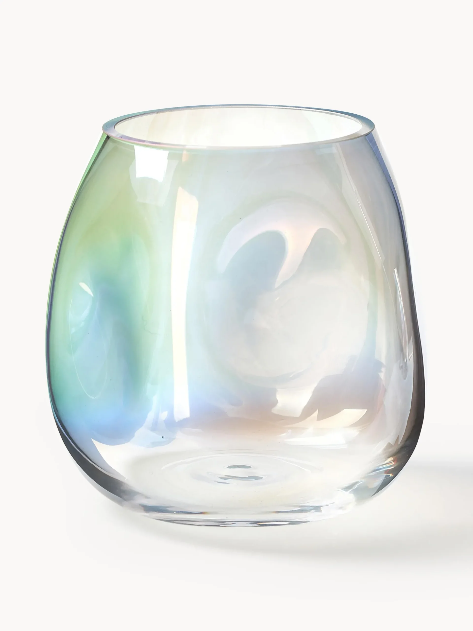 Vaso in vetro soffiato iridescente Rainbow, alt. 17 cm