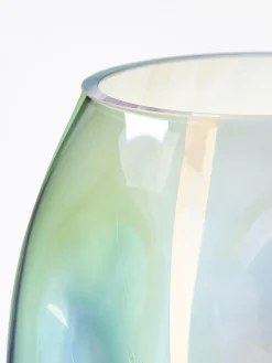 Vaso in vetro soffiato iridescente Rainbow, alt. 17 cm