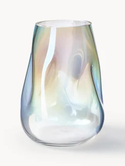 Vaso in vetro soffiato iridescente Rainbow, alt. 26 cm