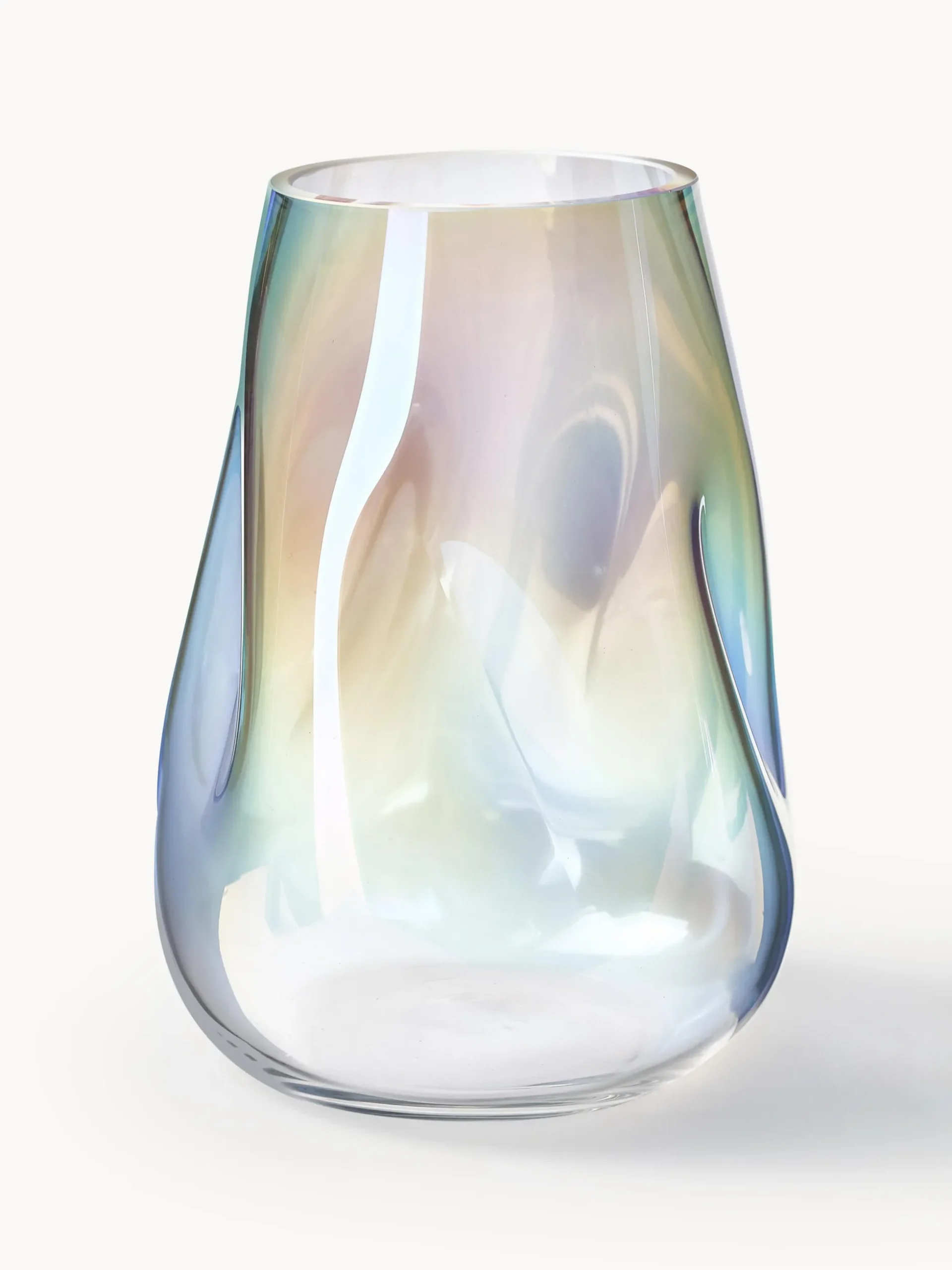 Vaso in vetro soffiato iridescente Rainbow, alt. 26 cm