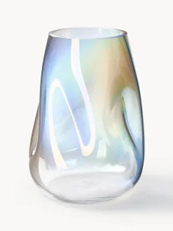 Vaso in vetro soffiato iridescente Rainbow, alt. 26 cm