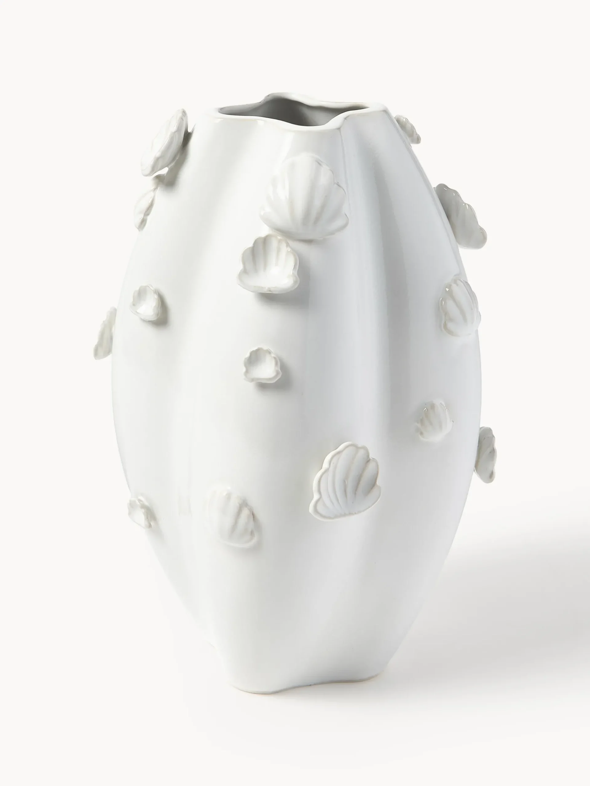 Vaso smaltato con decoro a conchiglia Mar, alt. 31 cm