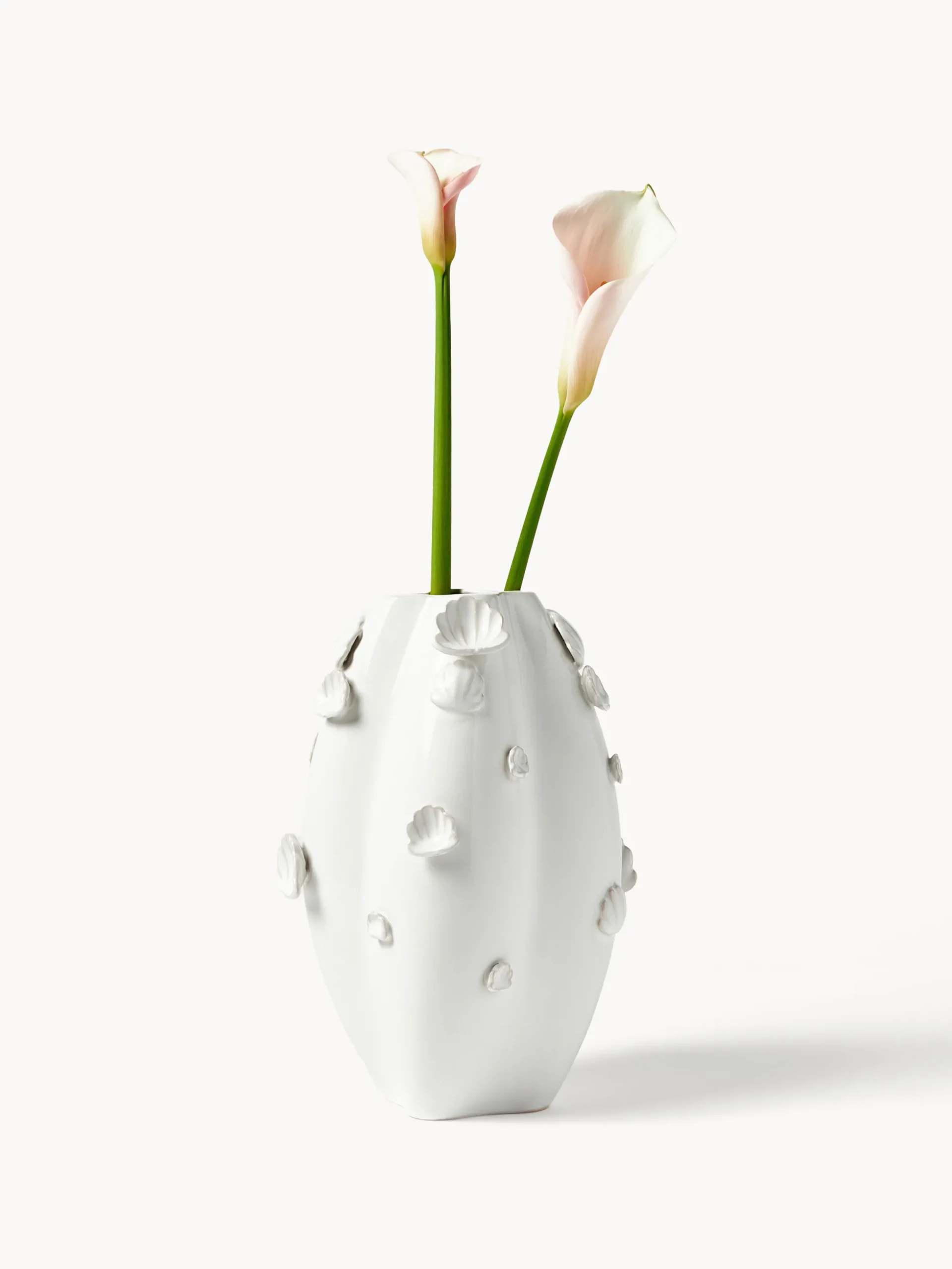Vaso smaltato con decoro a conchiglia Mar, alt. 31 cm