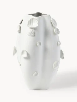 Vaso smaltato con decoro a conchiglia Mar, alt. 31 cm