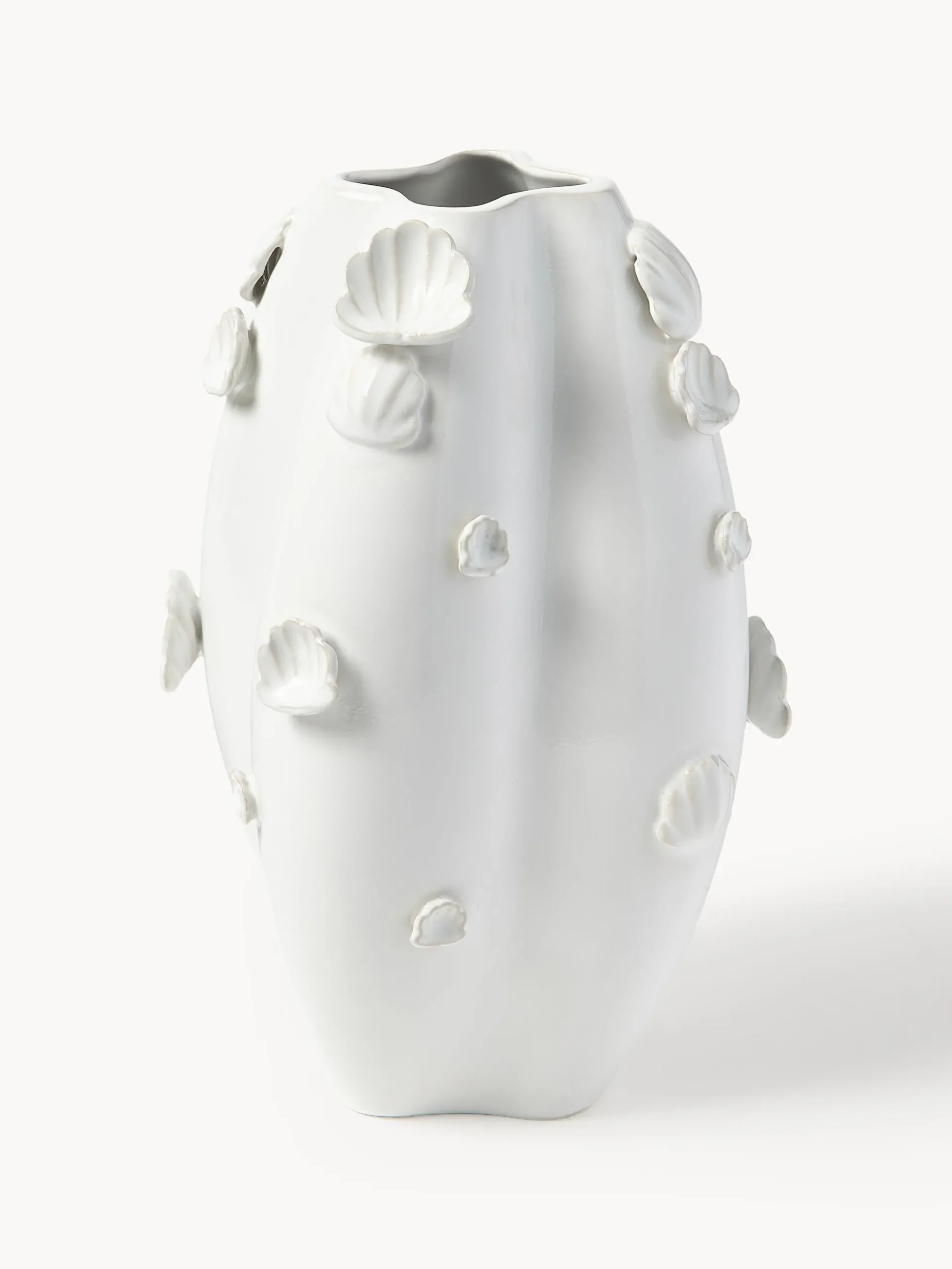 Vaso smaltato con decoro a conchiglia Mar, alt. 31 cm