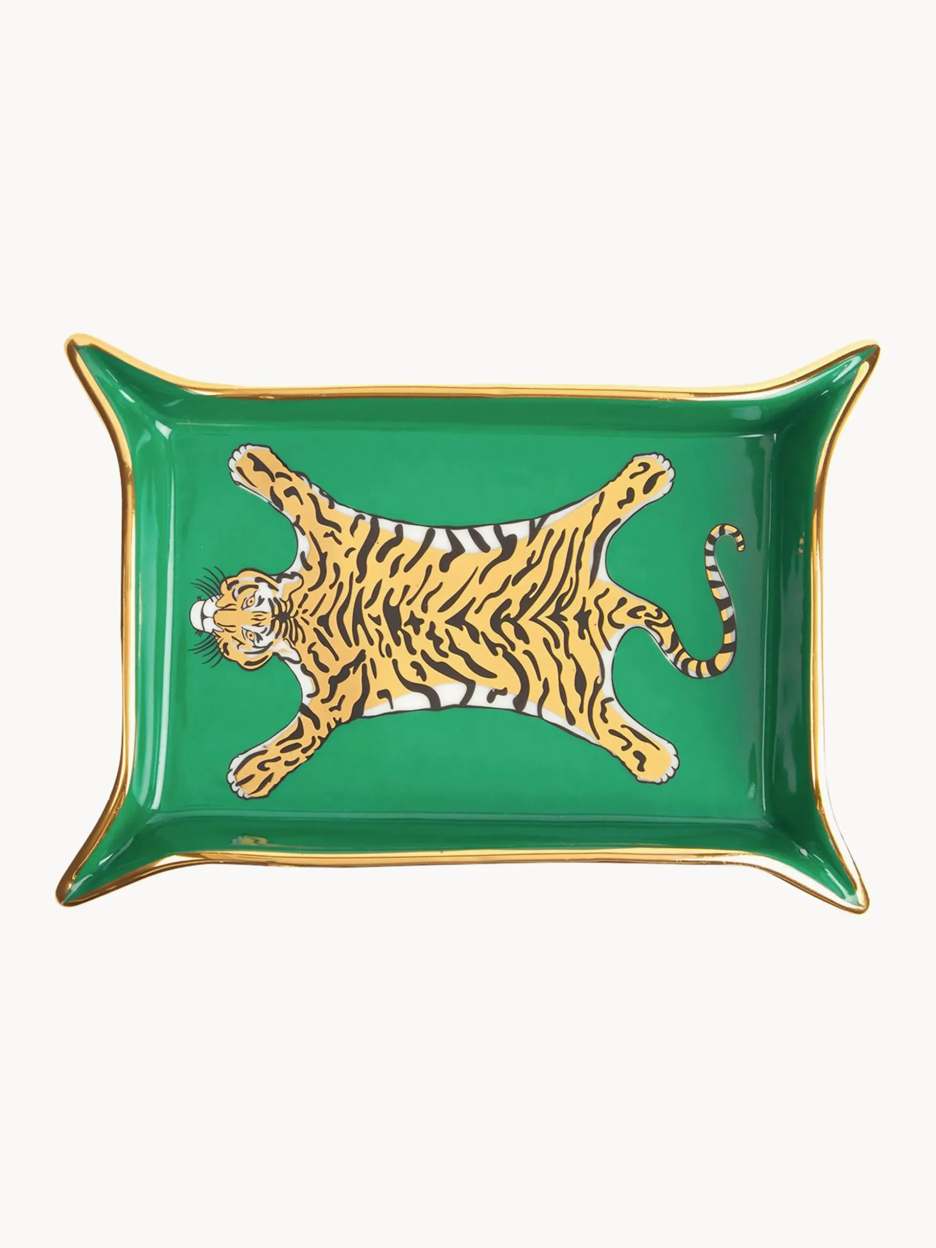 Vassoio decorativo in porcellana con oro Tiger