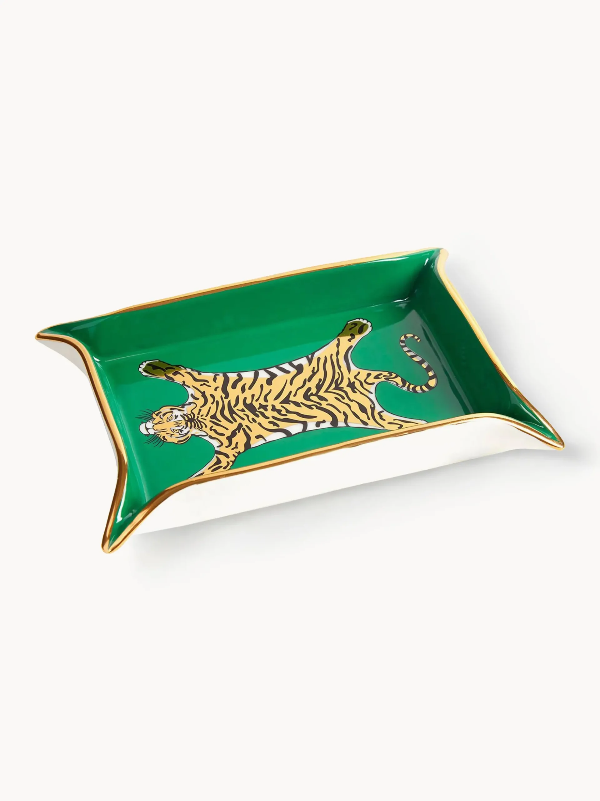 Vassoio decorativo in porcellana con oro Tiger