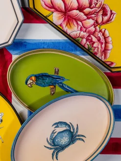Vassoio decorativo dipinto a mano con motivo granchio Fauna