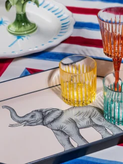Vassoio decorativo dipinto a mano con motivo elefante Fauna