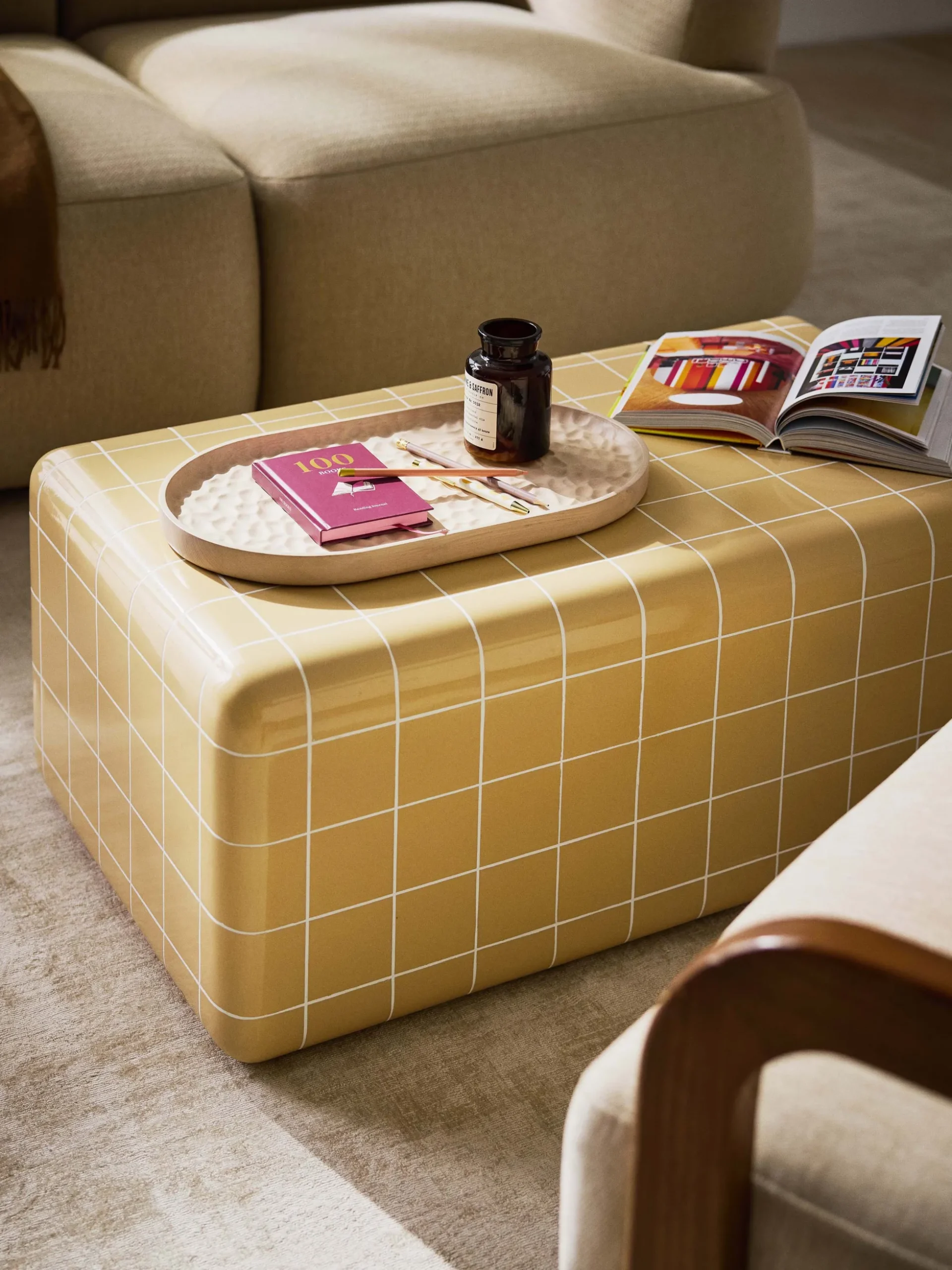 Vassoio decorativo in legno di frassino Camila, larg. 45 cm