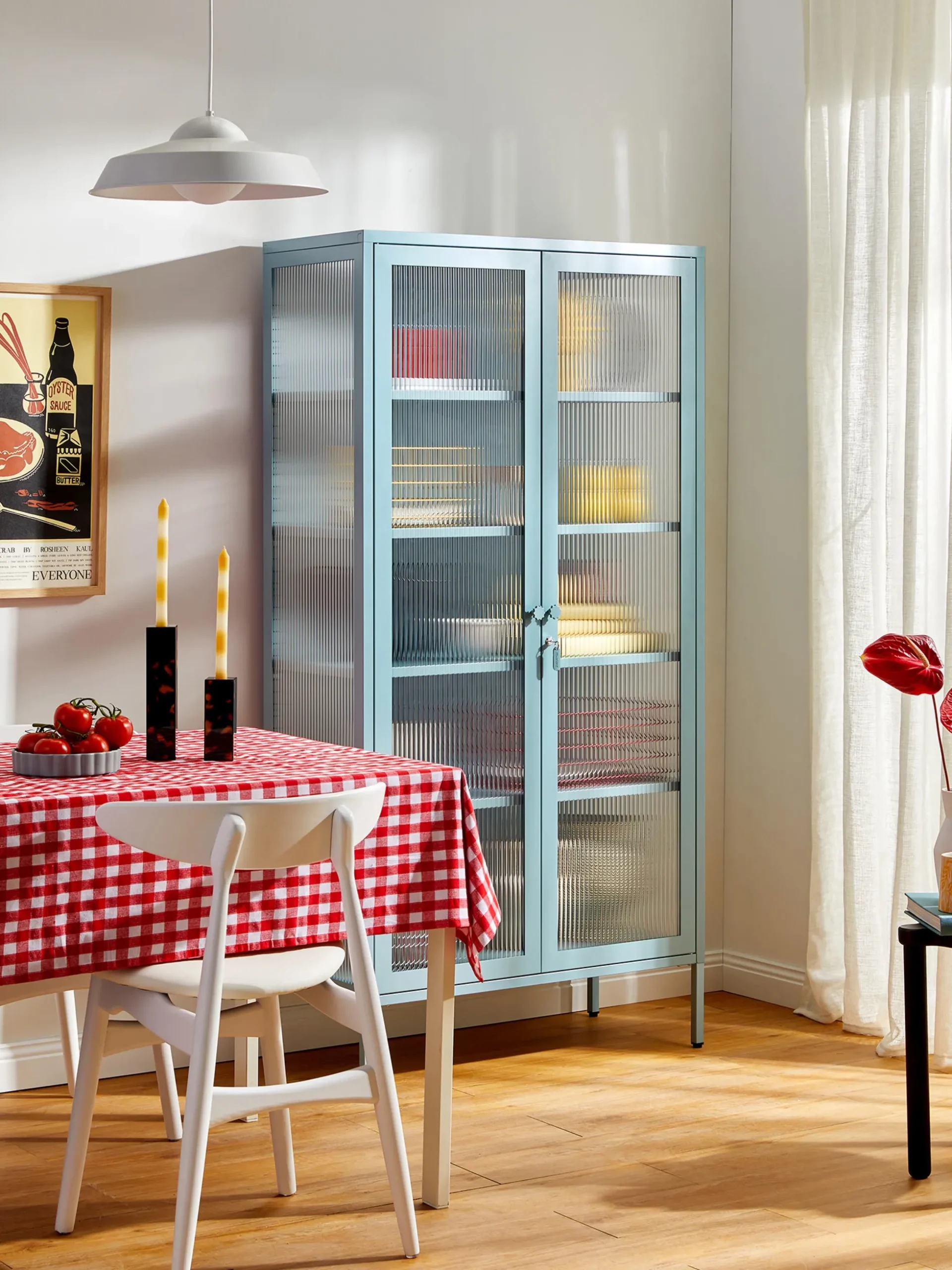 Vetrinetta in metallo con vetro millerighe The Collector